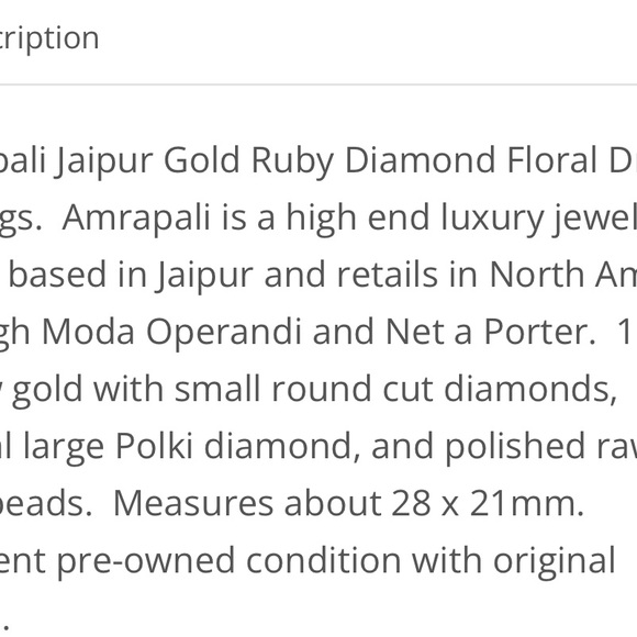Pristine Condition Amrapali Jaipur Diamond & Ruby Earrings - Picture 10 of 10